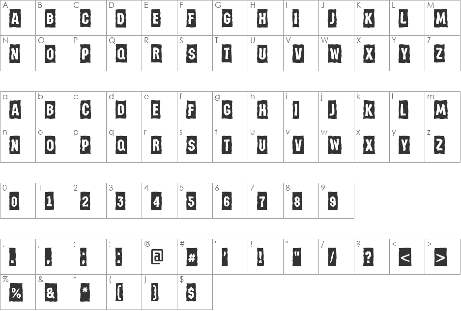 a_MeccanoCmBrk font character map preview