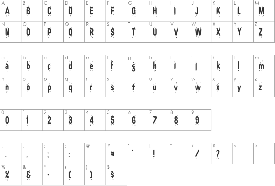 OregonWet Cn font character map preview