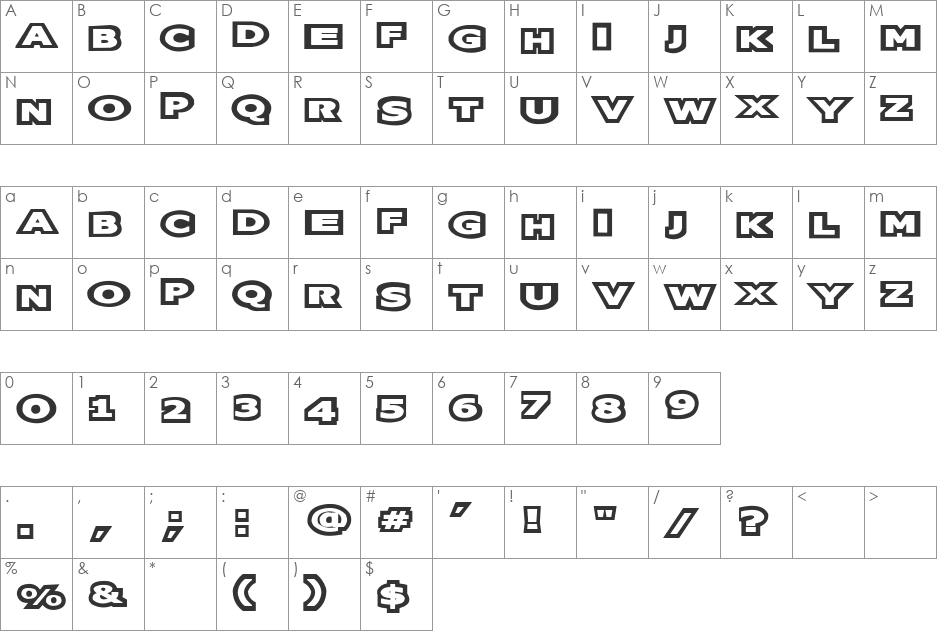 Oreos font character map preview