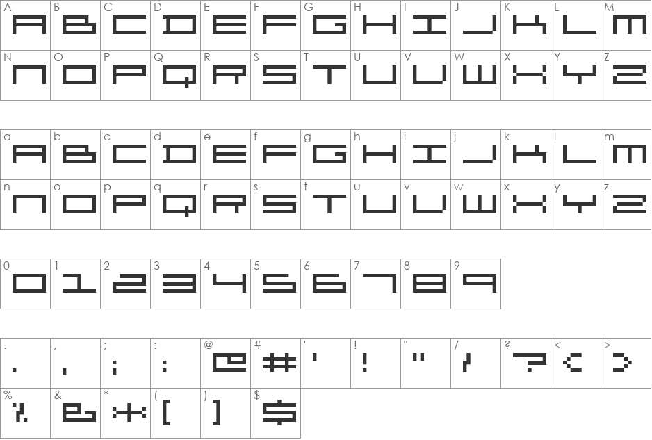 Organ font character map preview