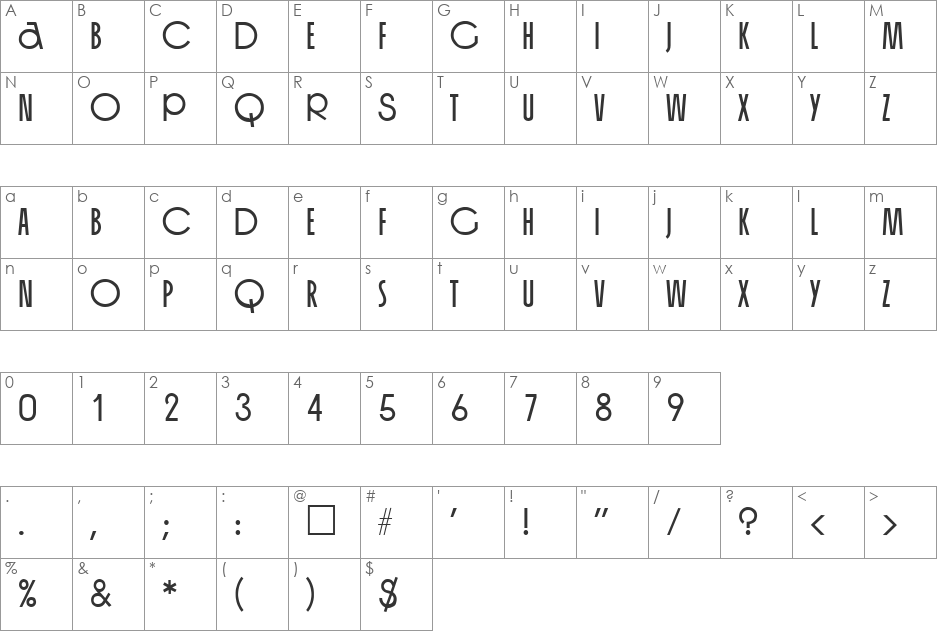 Organ font character map preview