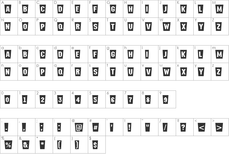a_MeccanoCmCtBl font character map preview