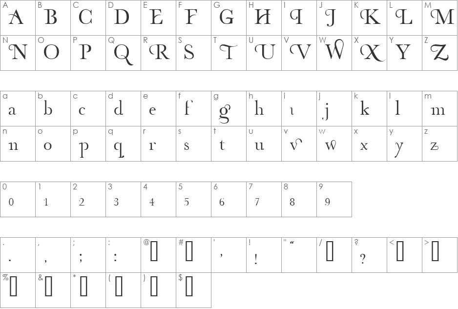 Organic Elements font character map preview