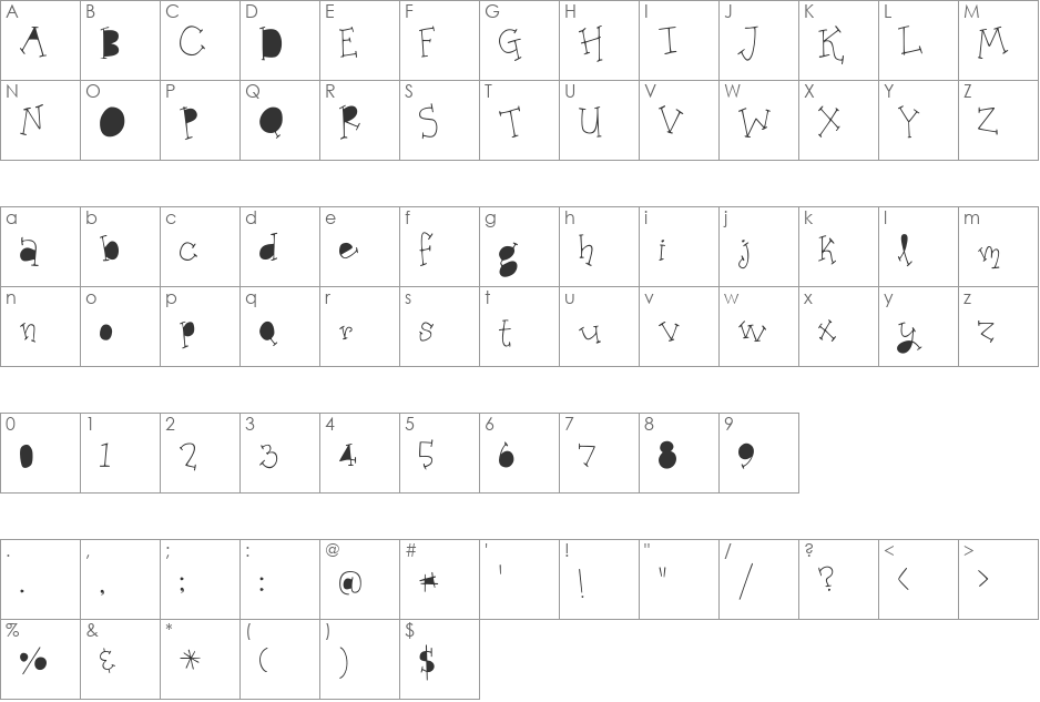 Organic Fridays Solid Alternates font character map preview