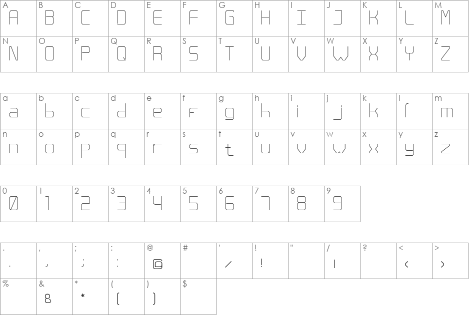 Orgasmo font character map preview