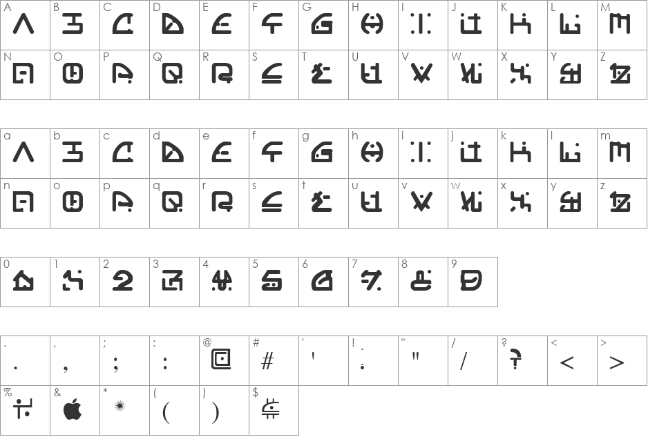 Orgy font character map preview