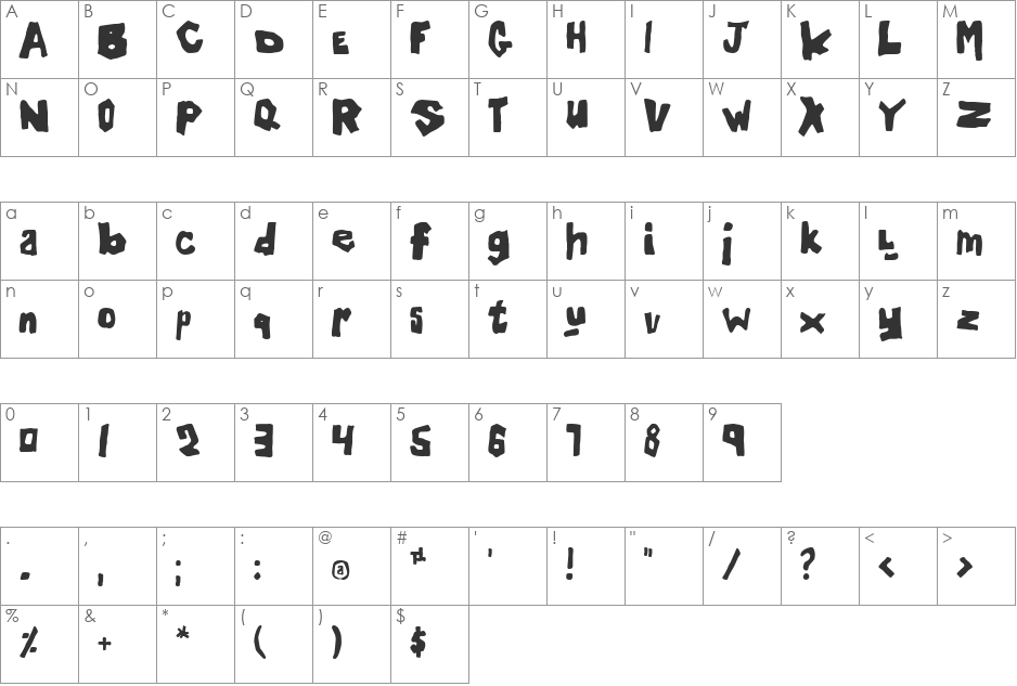 Orgy font character map preview