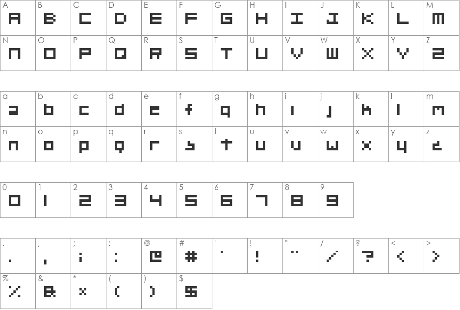 Org_v01 font character map preview