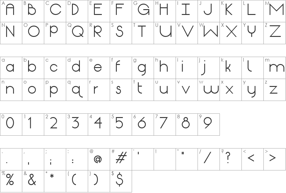 Origin font character map preview