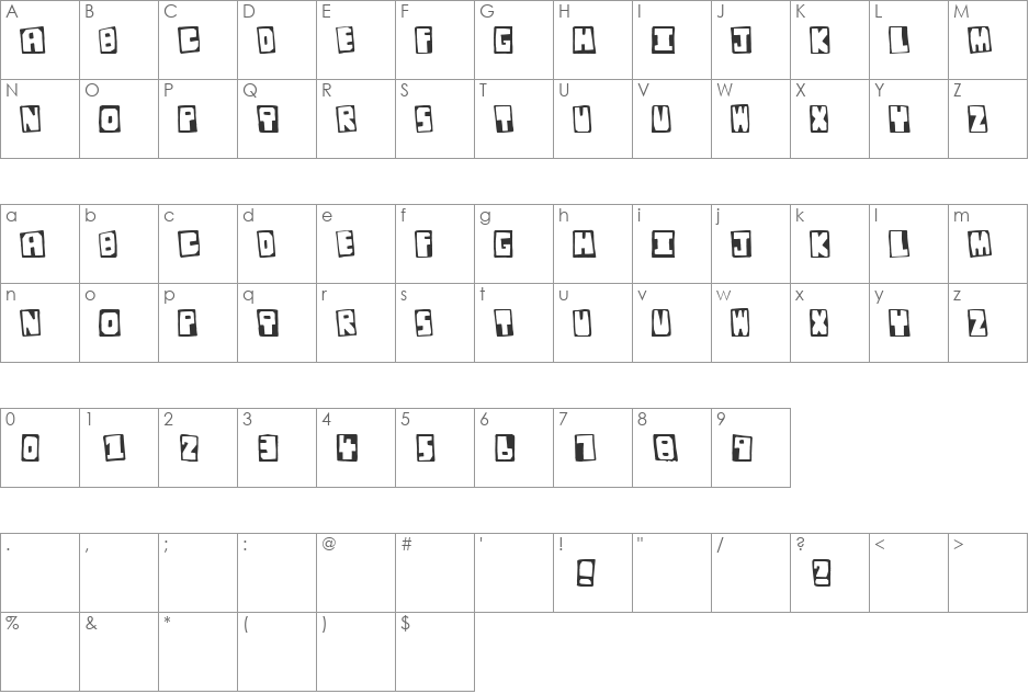 Original Junglist font character map preview