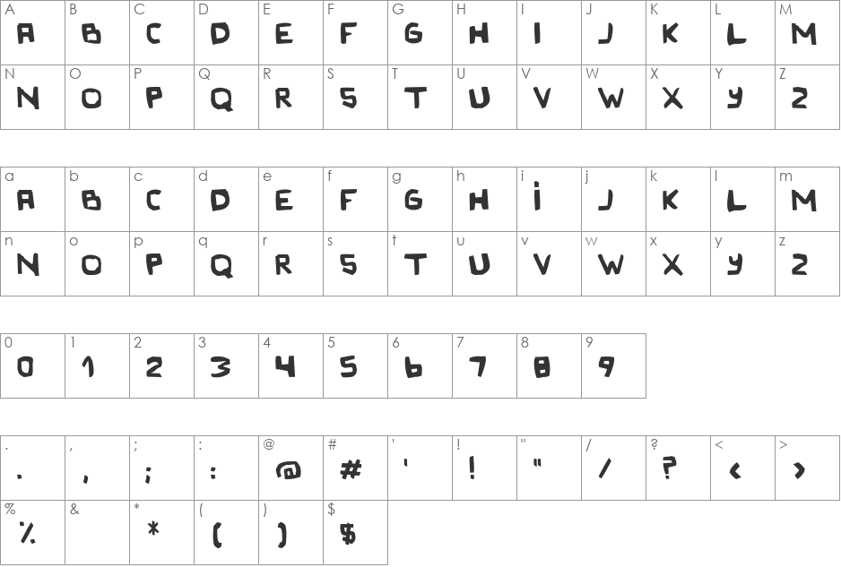 Original Olinda Style font character map preview