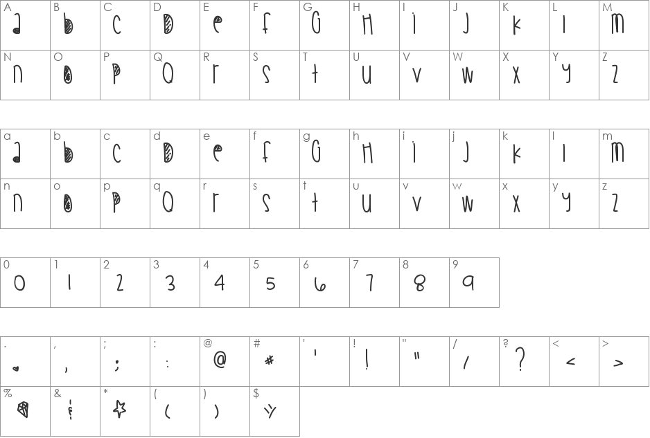 OriginalDonDada font character map preview