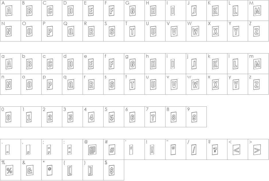 a_MeccanoCmOtlUp font character map preview