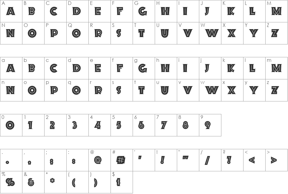 Orion Radio NF font character map preview