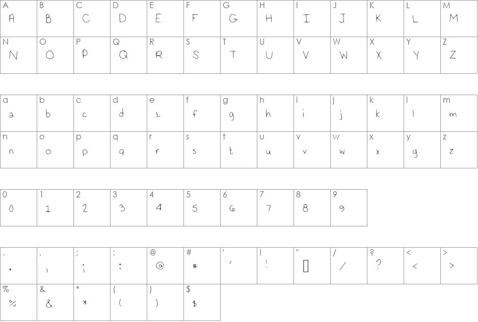OrionFont font character map preview