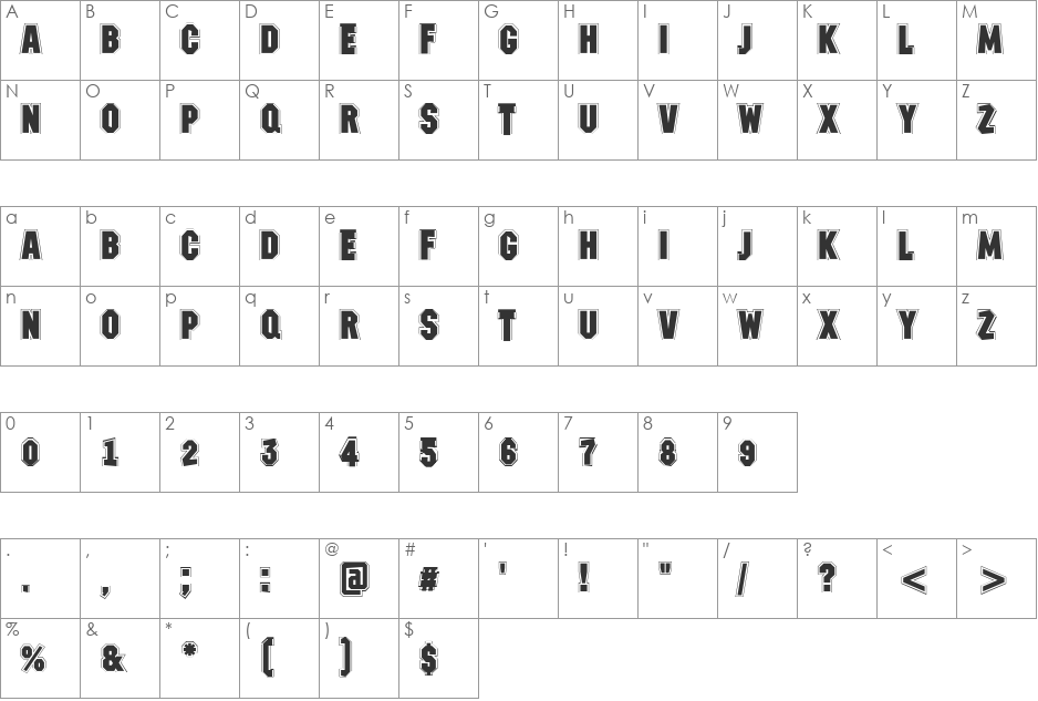 a_MeccanoGrv font character map preview