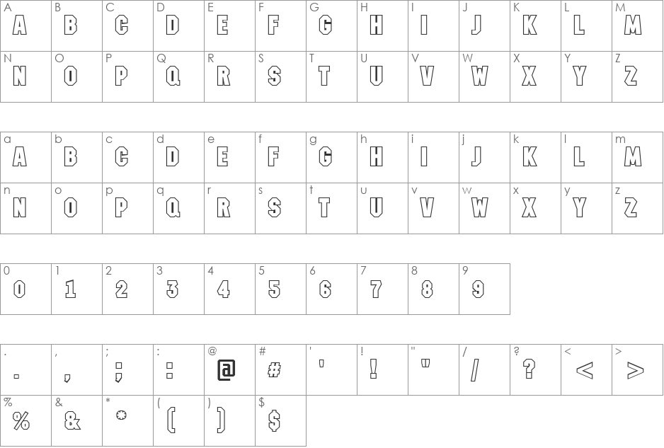 a_MeccanoOtl font character map preview