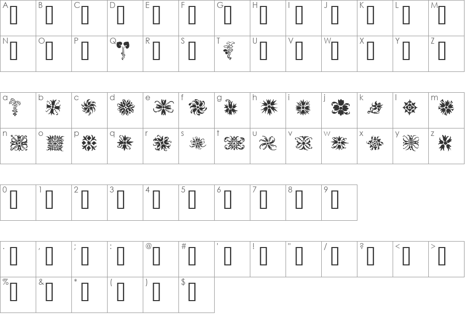 Orna 2 font character map preview