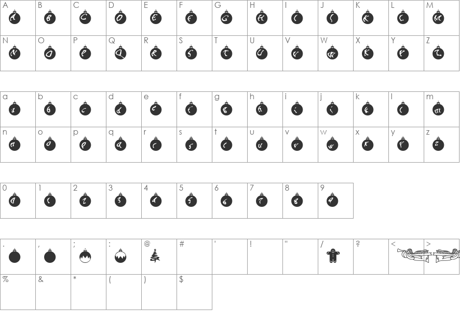 OrnaMental font character map preview