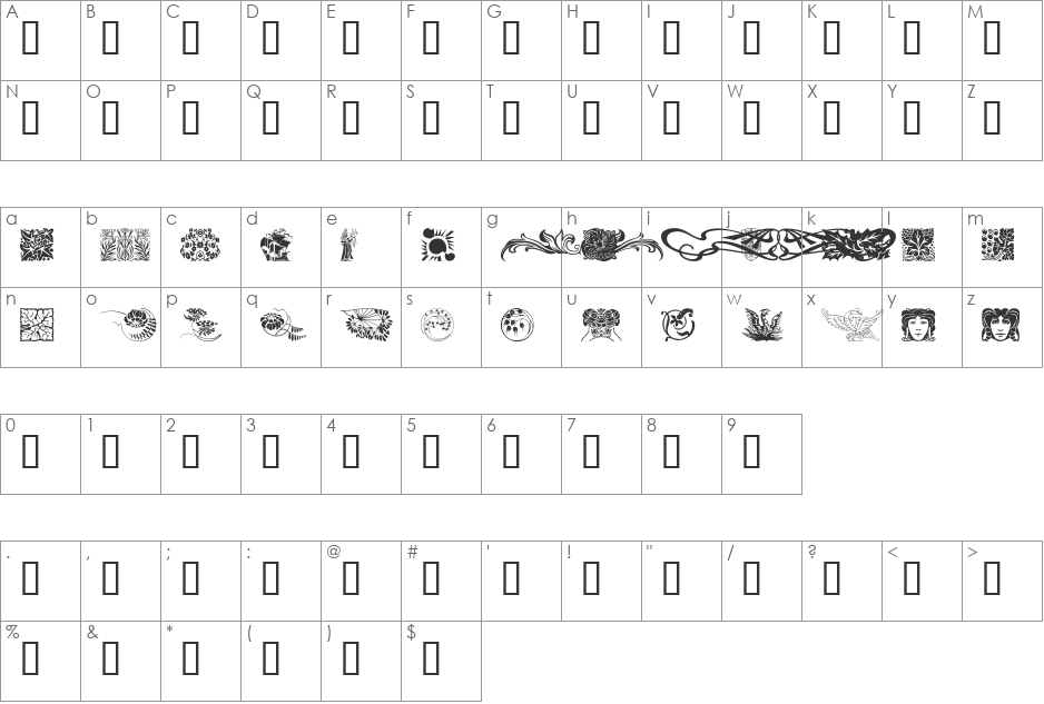 Ornamental Elements font character map preview