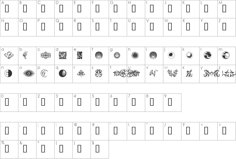 Ornamental Elements II font character map preview