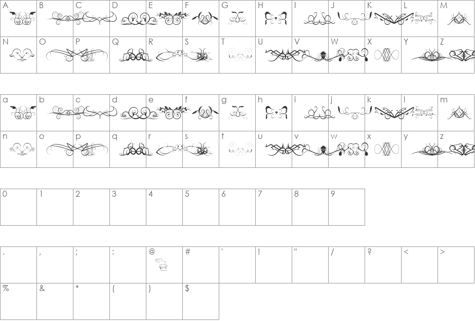 Ornaments soul font character map preview