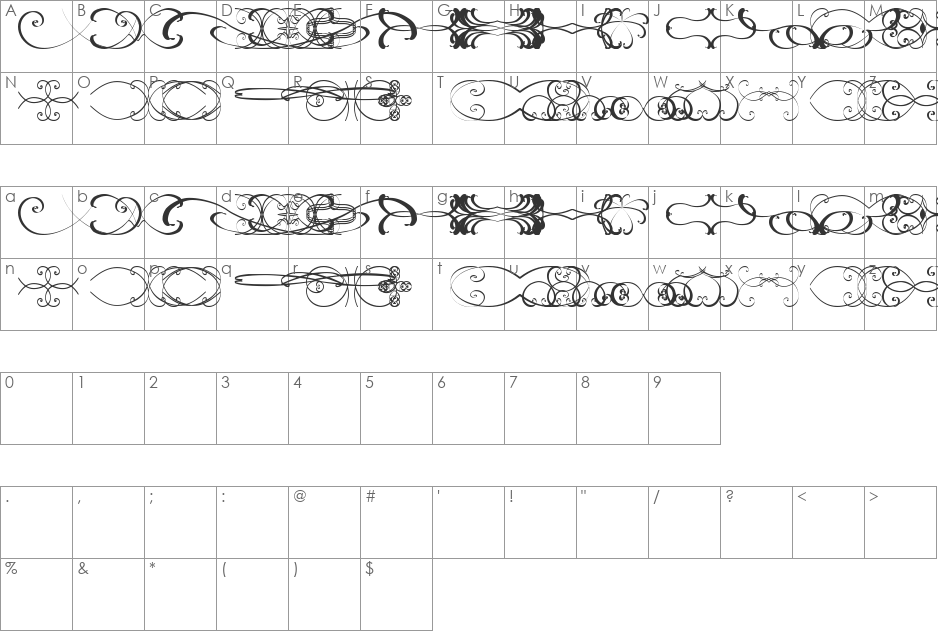 Ornamentsss tfb font character map preview