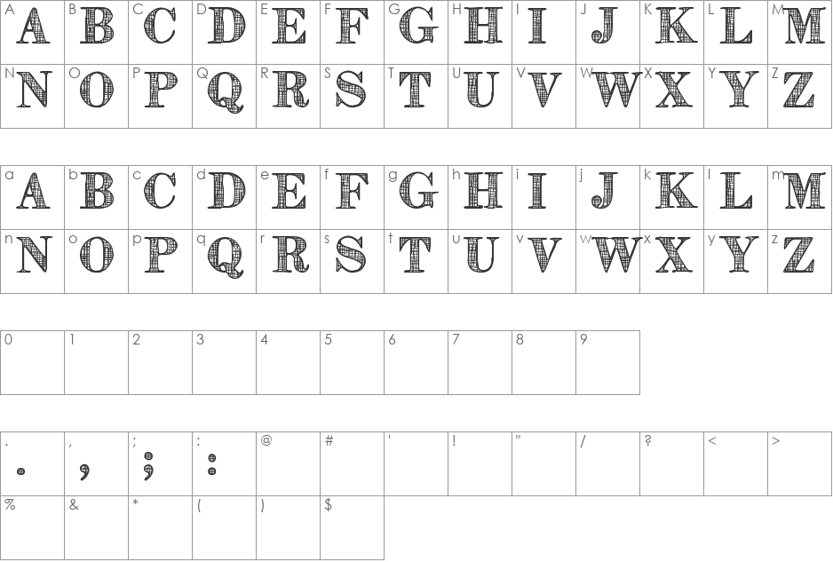Orniste tfb font character map preview