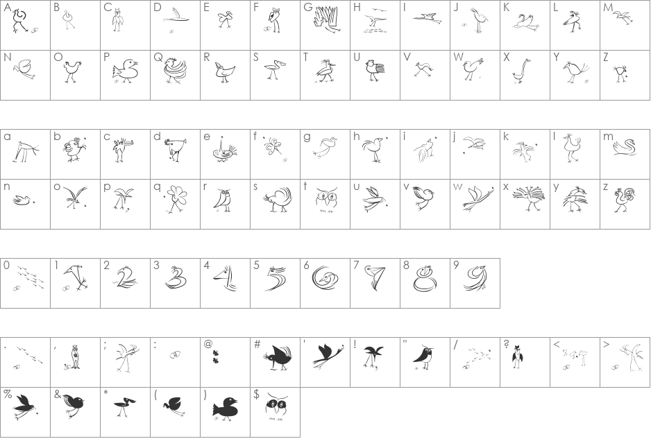 OrnithoLogics font character map preview