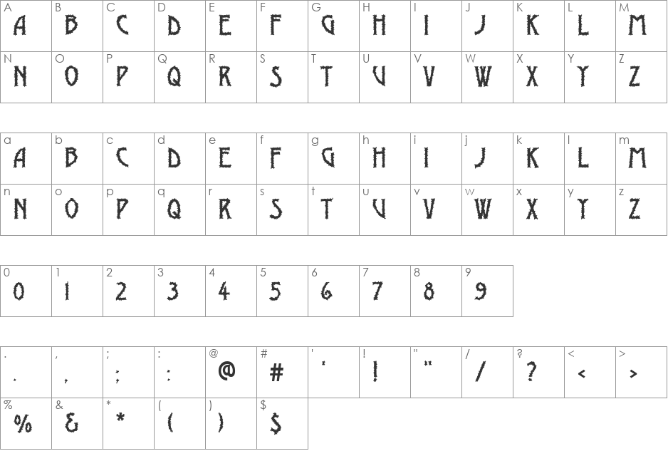 a_ModernoBrk font character map preview