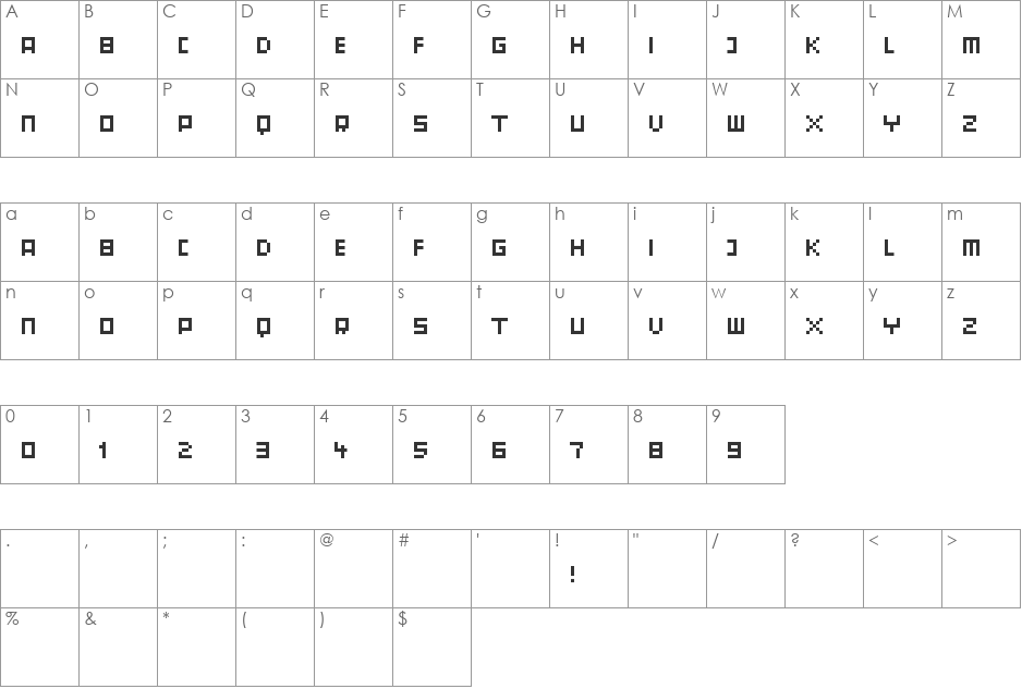 Orphan font character map preview