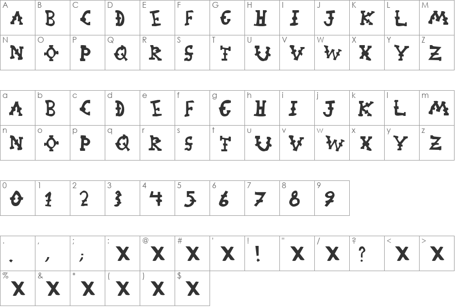 Orphanage Riot font character map preview