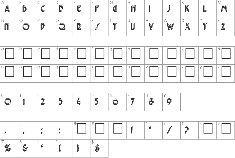 ORPHEUS font character map preview