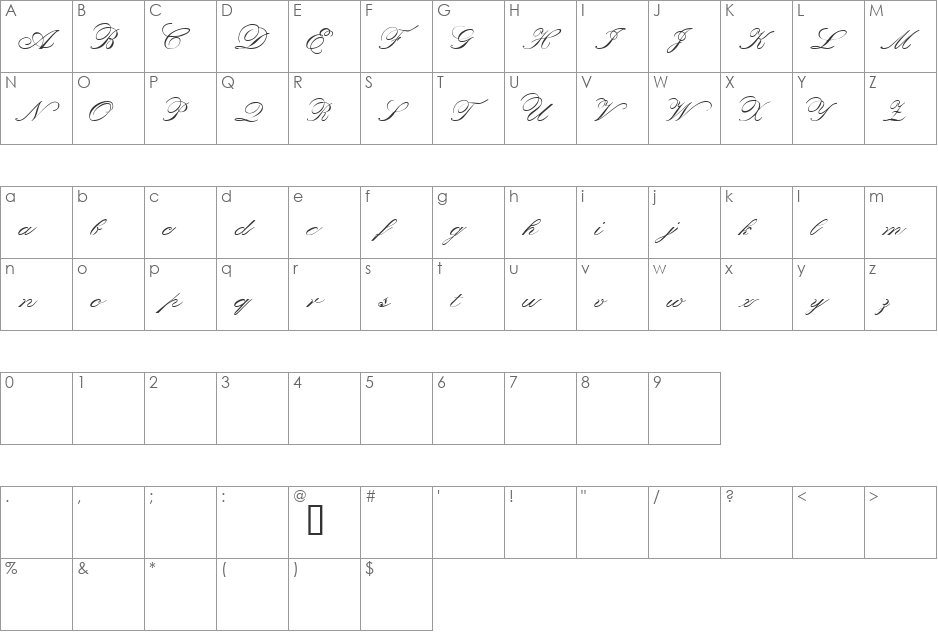 Orphiel Demo font character map preview