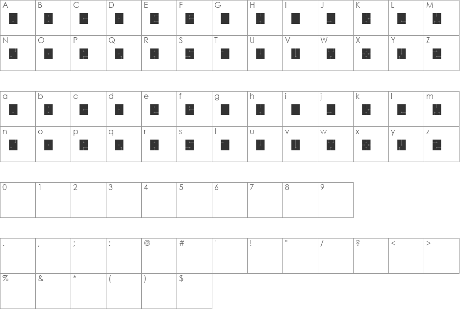 Orthogon font character map preview