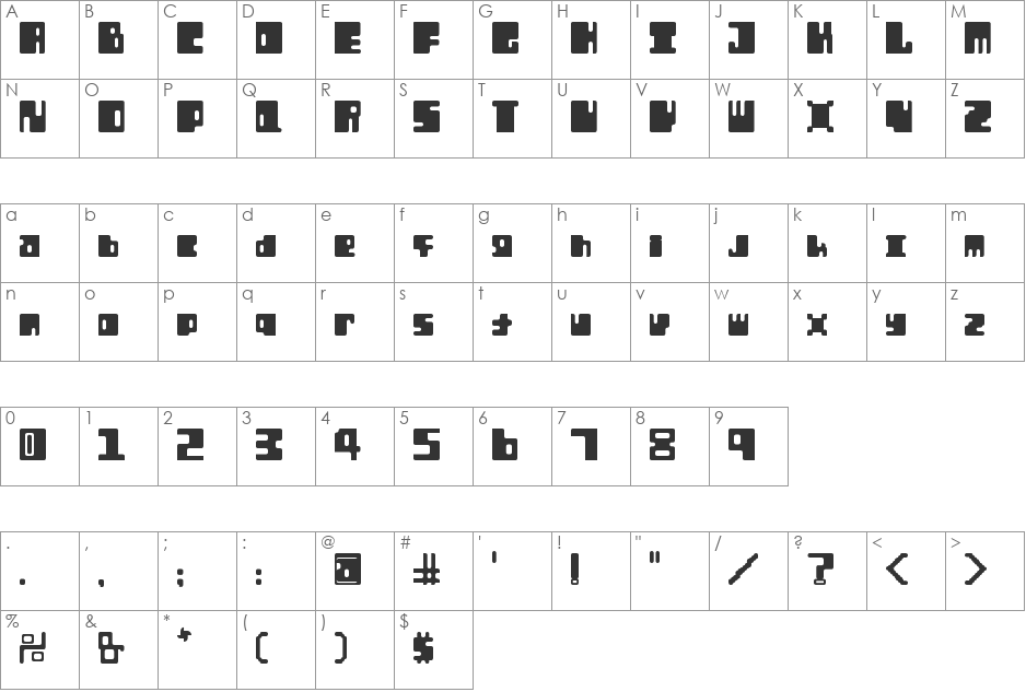 Orthotopes font character map preview