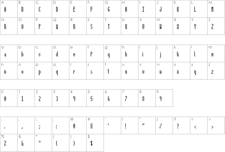OseeMono font character map preview
