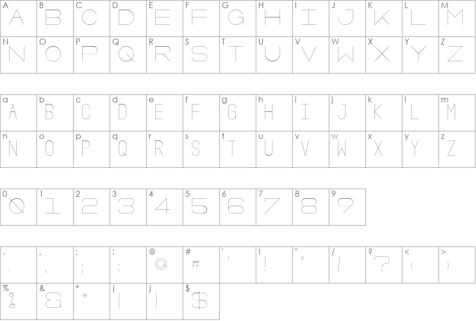 Oslo font character map preview