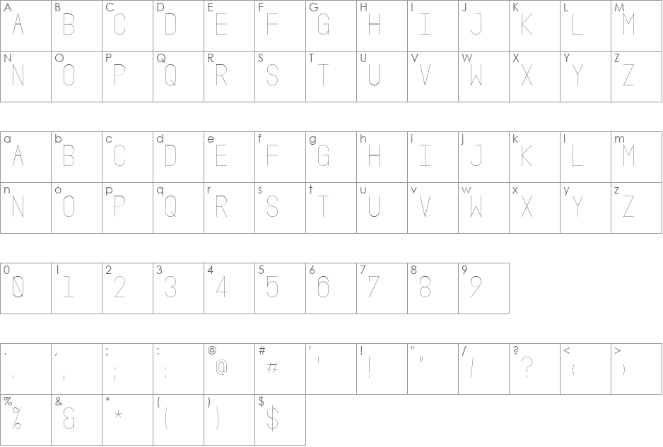 Oslo II font character map preview