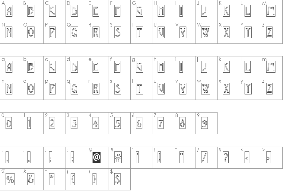 a_ModernoCmOtl font character map preview