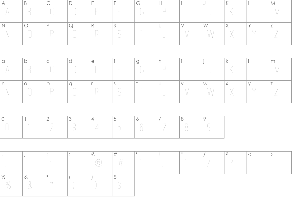 Ostrich Sans font character map preview