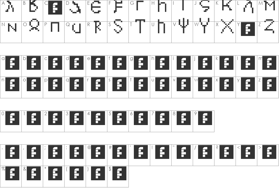 Ostrogothic font character map preview