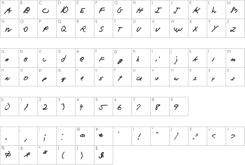 Oswald Conspiracy font character map preview