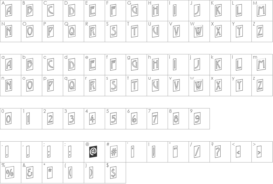 a_ModernoCmOtlUp font character map preview