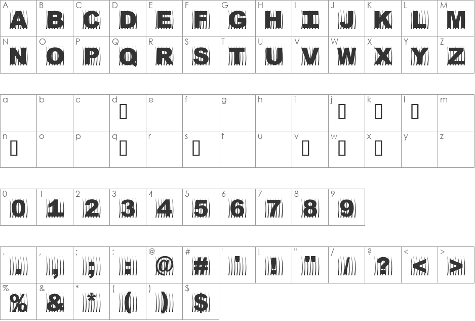 OszillCapsSecond font character map preview