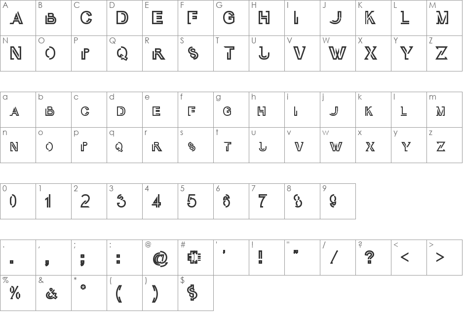 Oubli_CAP font character map preview