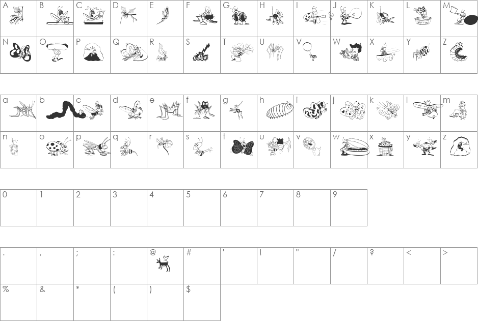 OurLittleDarlings-One font character map preview