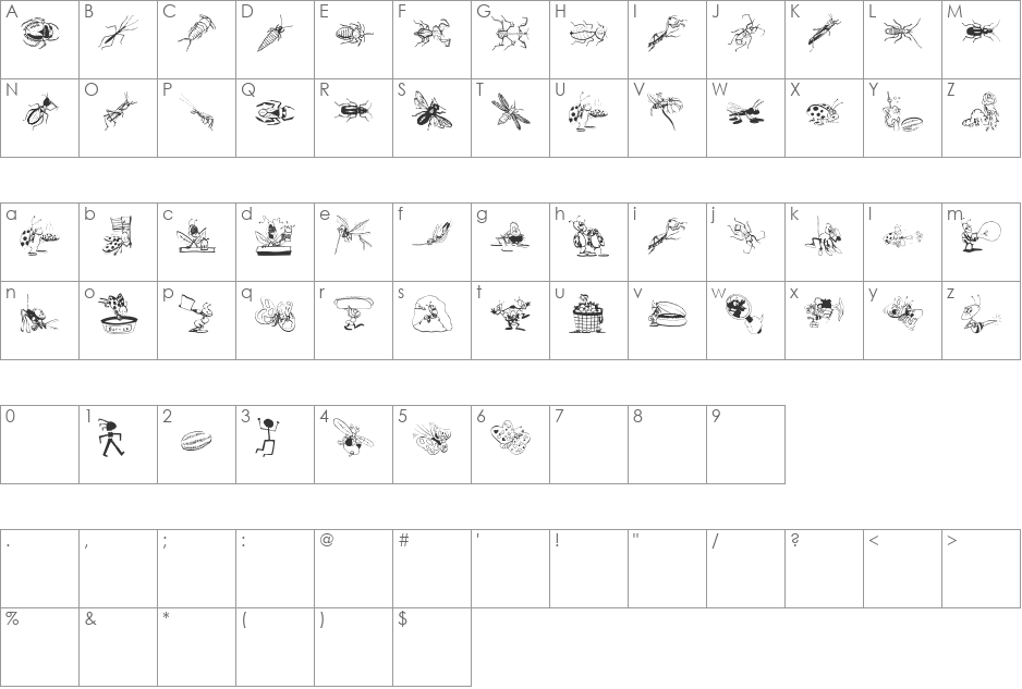 OurLittleFriends font character map preview