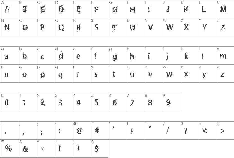 Outer Planet Janet font character map preview