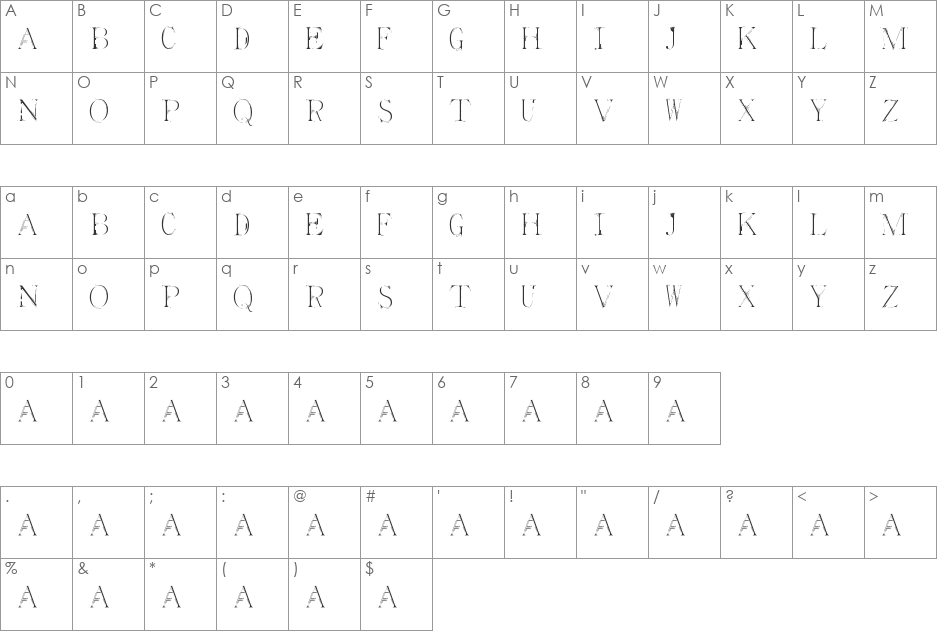 Outer Space font character map preview
